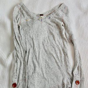 Free People Grey Heather Shirt Top Long Sleeved S